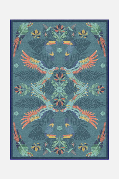 Tropenvogels Blauw Vloerkleed - Teppana